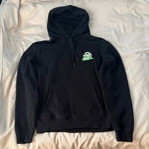 Black Neat Dude Logo Hoodie Sweatshirt with Green Skull Patch - Men